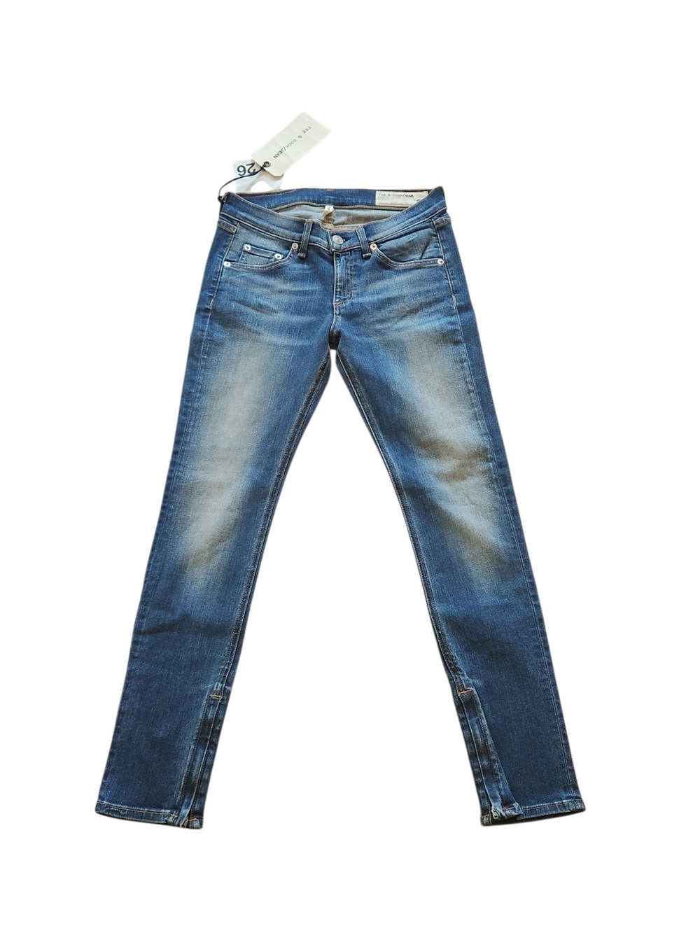 NWT rag & bone Pacifico Wash Capri Low Rise Stretch Ankle Zipper Jeans Size 26